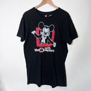 Disneyworld Graphic T-Shirt Black Short Sleeve Mickey Mouse Adult Size Large